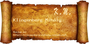 Klingenberg Mihály névjegykártya